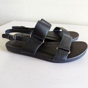 Teva 'Avalina' Leather Black Sandles